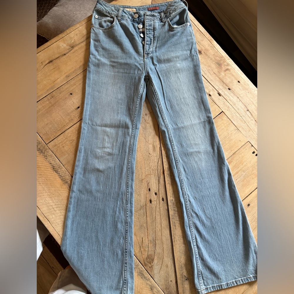 Pilcro light denim flare jeans with buttons size 27
